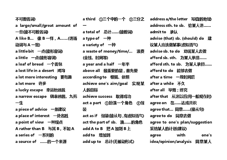 中考英語高频考试短語第2页