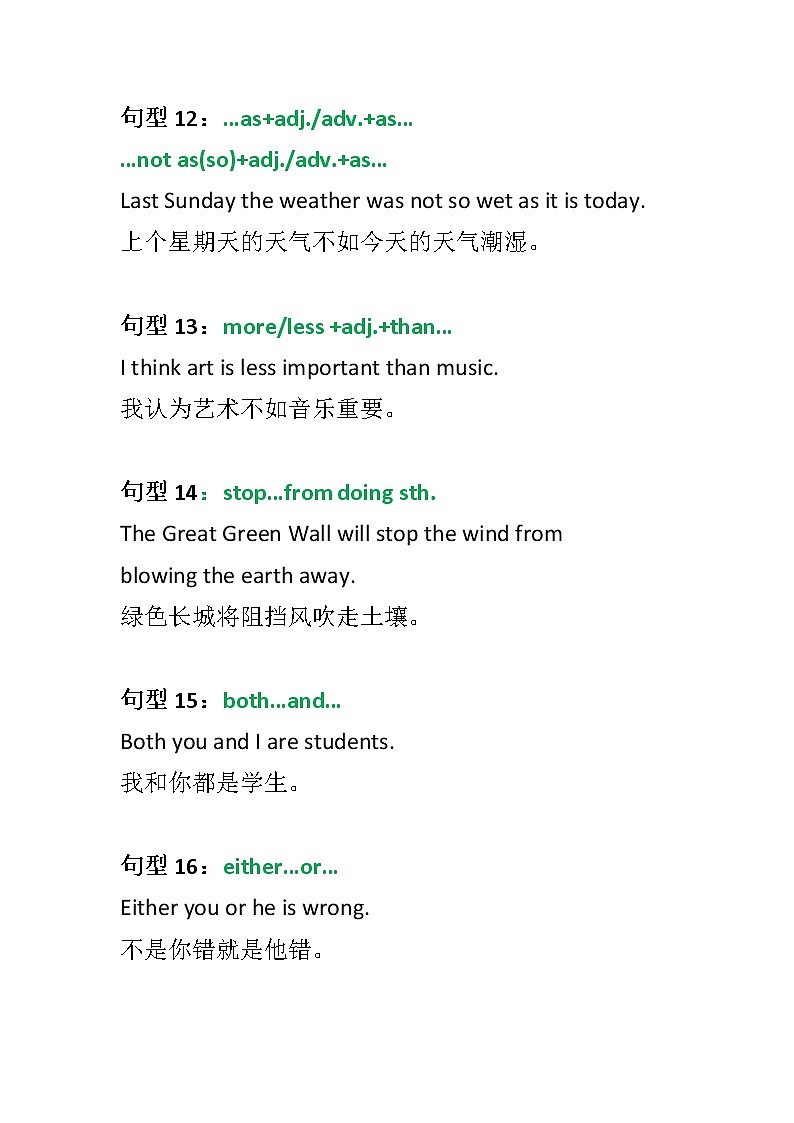 初中英语 50 个必考句型 + 8 大时态结构(1)第3页