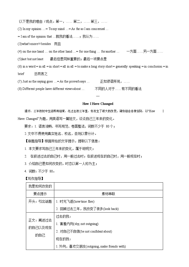 人教新目标九年级寒假英语专题11 书面表达02