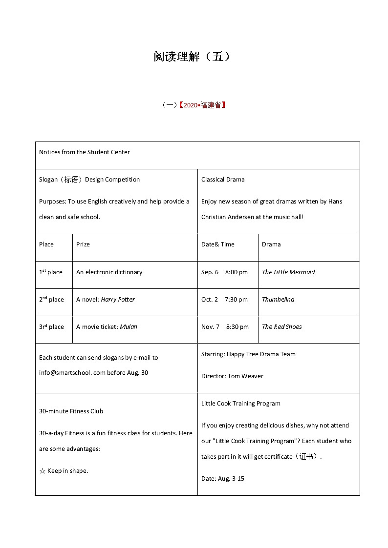 专题 05 中考英语阅读理解突破 （解析版）第1页