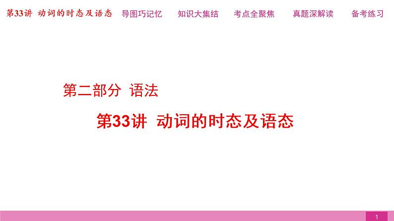 2021届中考复习人教版第二篇第二部分第33讲动词的时态及语态第1页