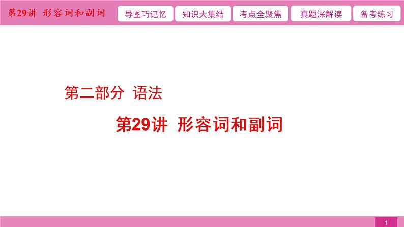 2021届中考复习人教版第二篇第二部分第29讲形容词和副词第1页