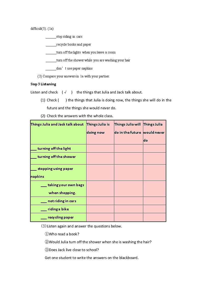 人教版九年级英语Unit 13 Section B (1a~2e)教案02