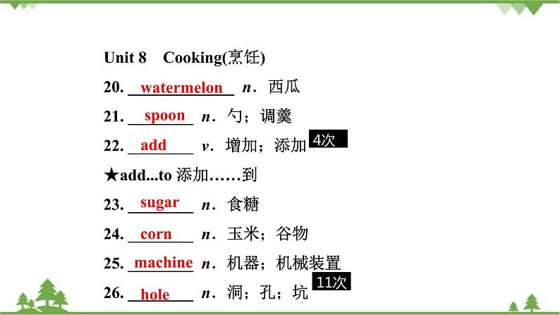 人教版2021年英语中考一轮复习  八年级上册 Units 7～10教材梳理 课件试卷练习06