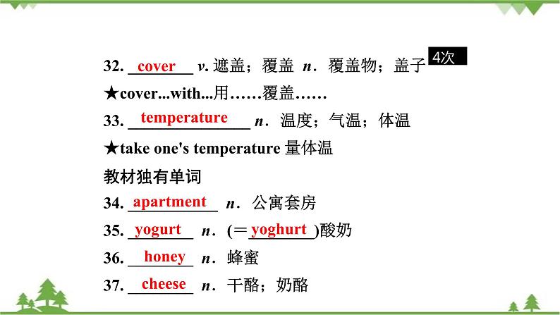 人教版2021年英语中考一轮复习  八年级上册 Units 7～10教材梳理 课件试卷练习08