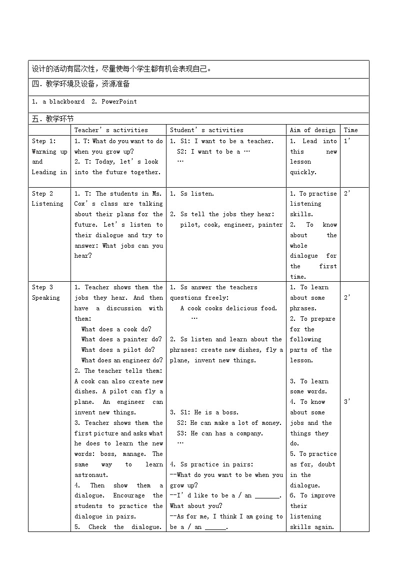 九年级英语下册 Unit 10 Lesson 55 Look into the Future教学设计02