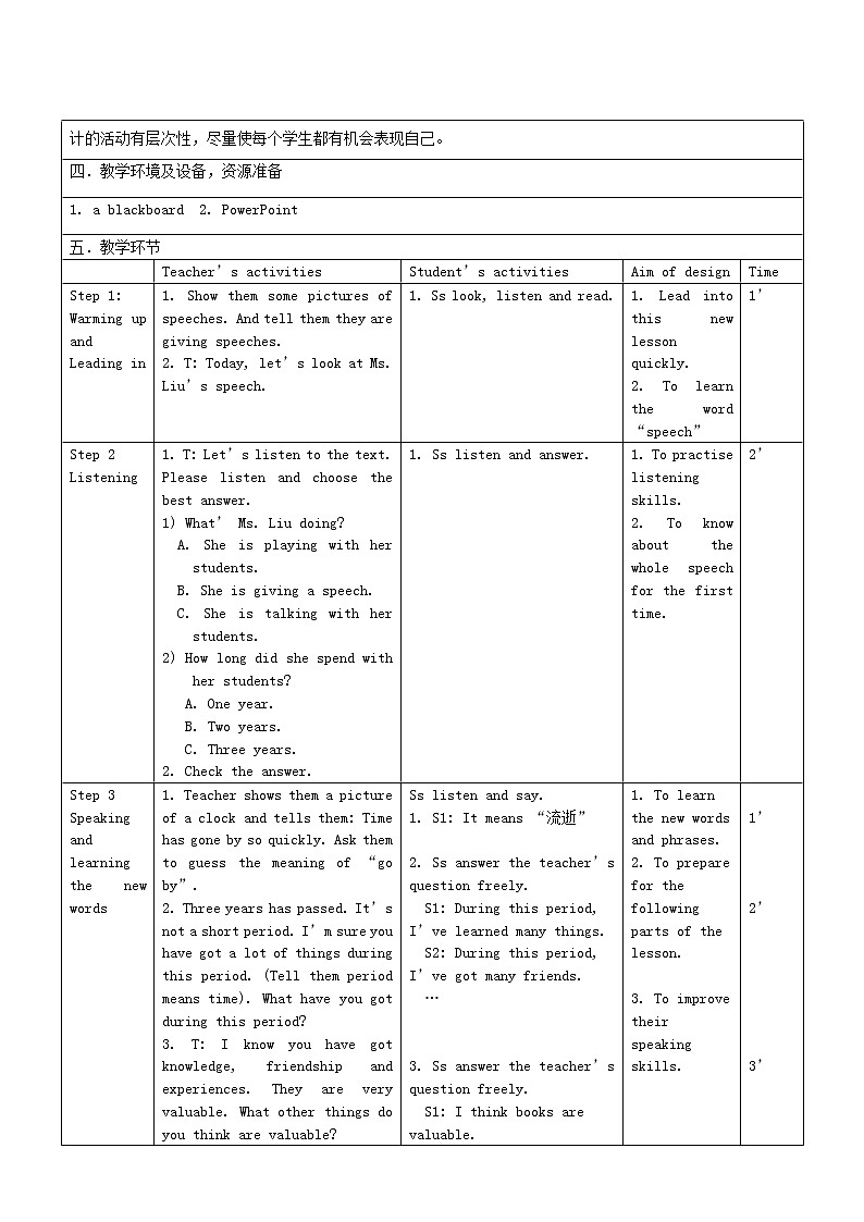 九年级英语下册 Unit 10 Lesson 58 Ms.Liu’s Speech教学设计02