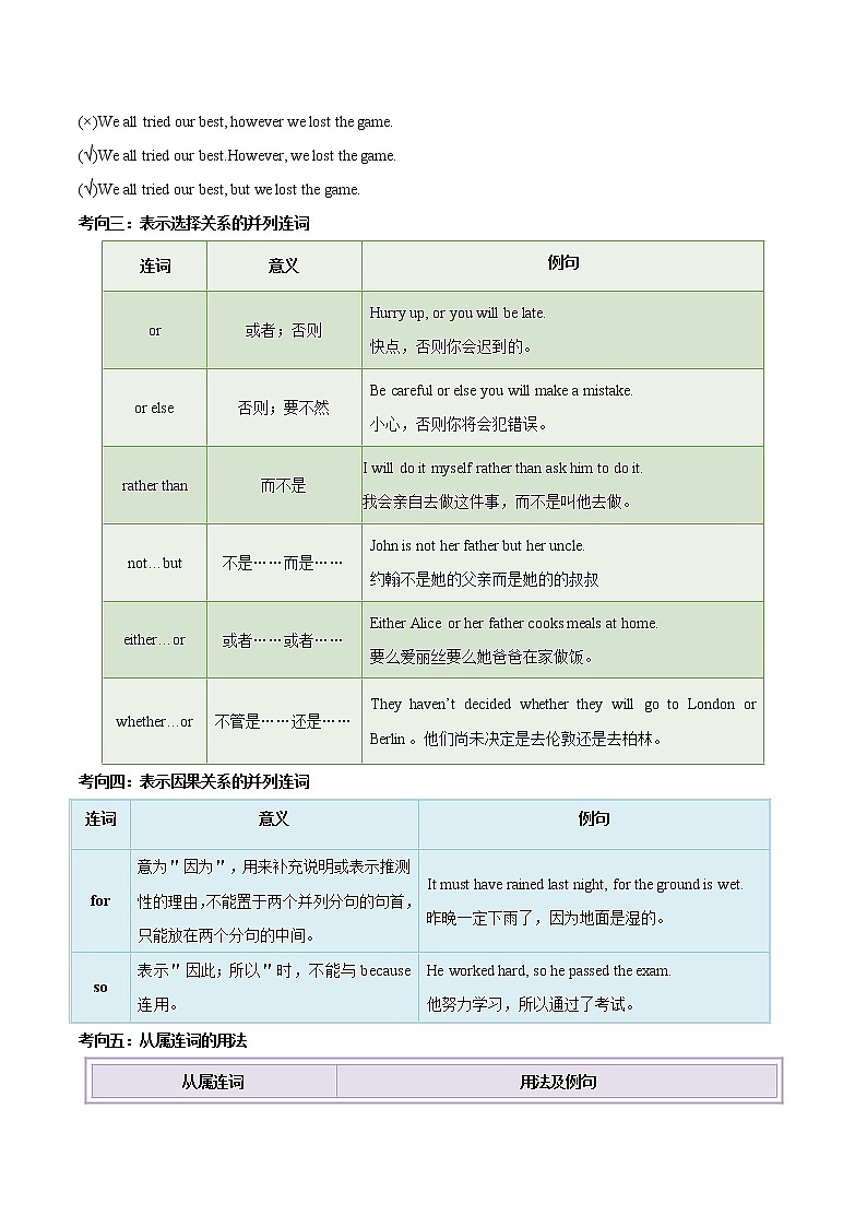 备战2021年中考英语专项知识 考点04 连词 试卷练习02