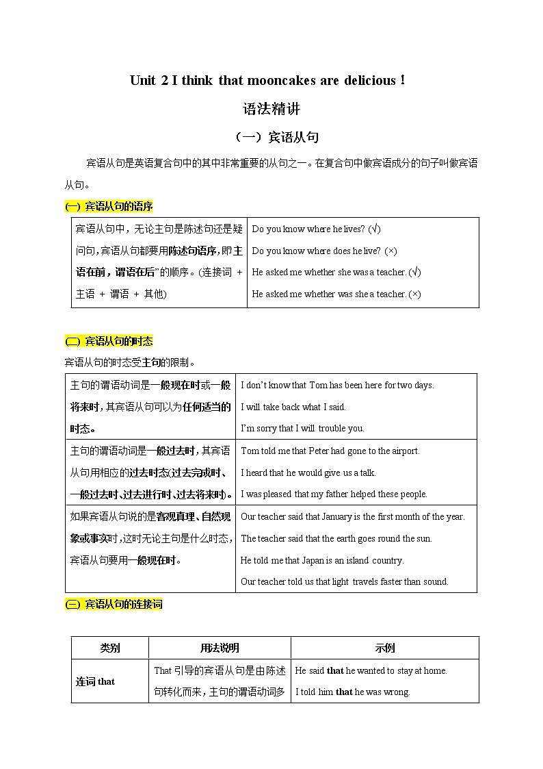 2021年中考英语复习之九年级全册Unit 2 Grammar 知识梳理01