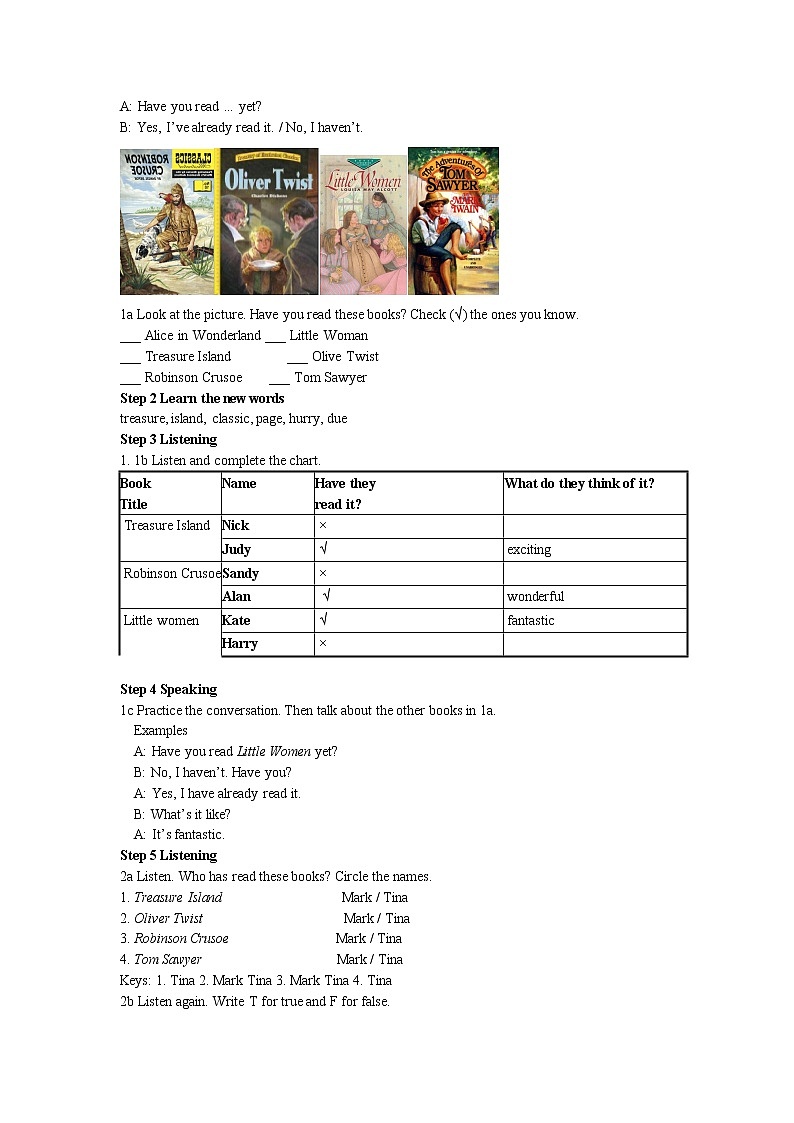 人教版八年级下Unit 8 Section A 1a~2d教案02