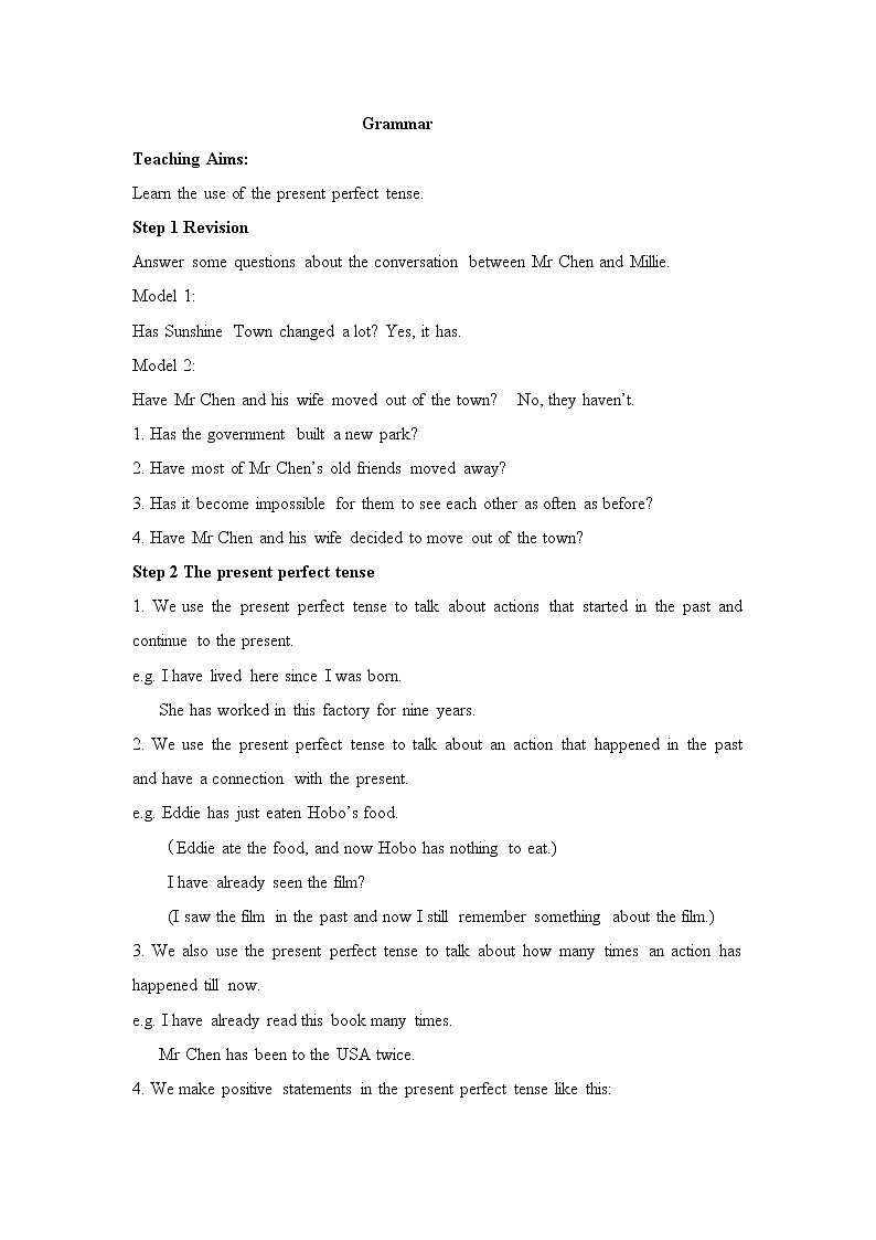 牛津译林版英语八年级下册unit1 Grammar教案01