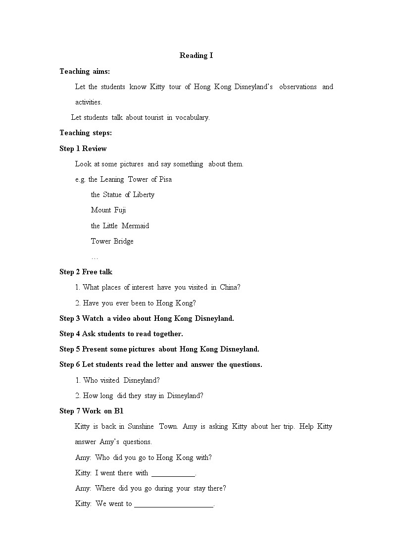 牛津译林版英语八年级下册unit2 Reading I教案01