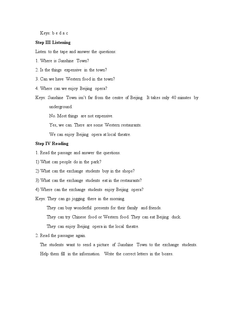 牛津译林版英语七年级下册unit3 Reading I教案02