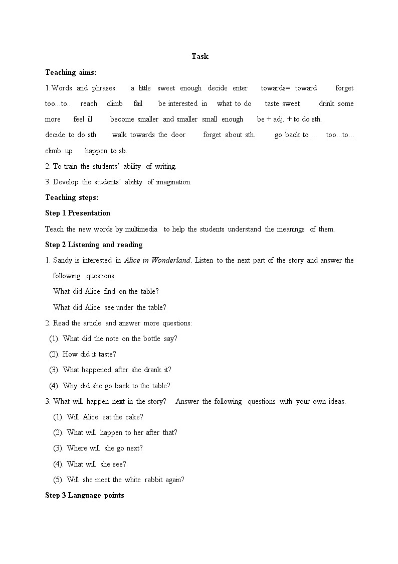 牛津译林版英语七年级下册unit6 Task教案01