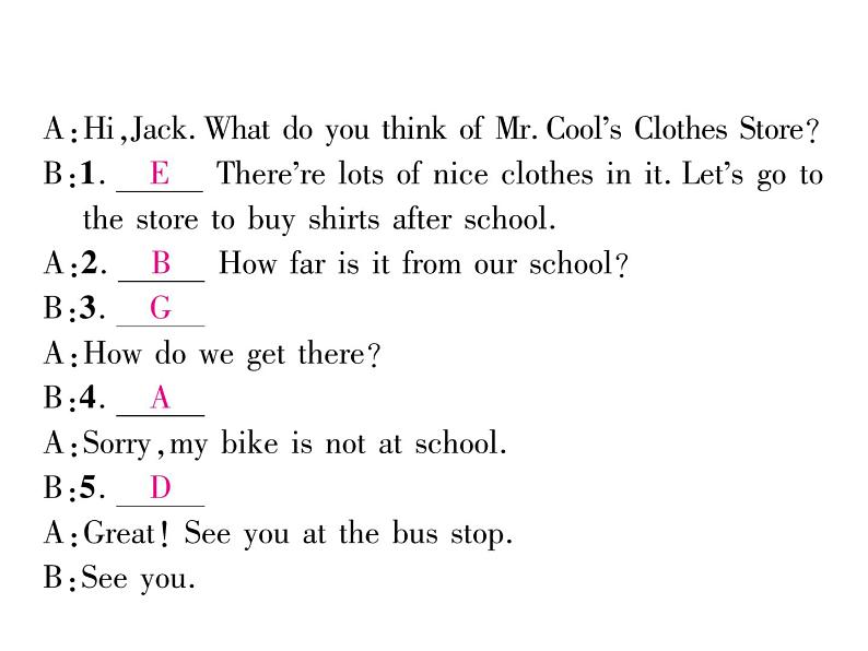 （遵义）人教版2020春七年级英语下册习题课件：Unit3  How do you get to school？单元综合能力自测(共24张PPT)第6页