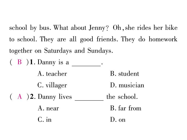 （遵义）人教版2020春七年级英语下册习题课件：Unit3  How do you get to school？单元综合能力自测(共24张PPT)第8页