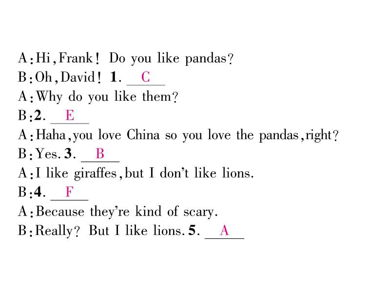 （遵义）人教版2020春七年级英语下册习题课件：Unit5  Why do you like pandas？单元综合能力自测(共24张PPT)06