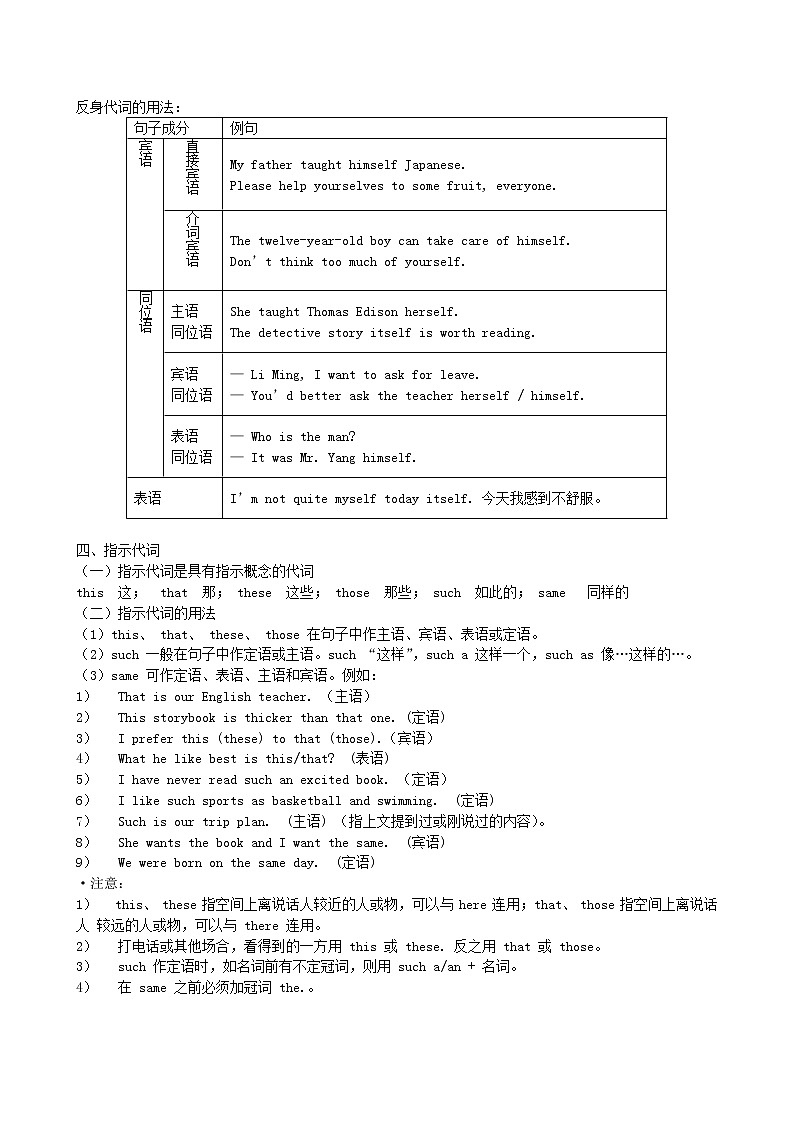 中考英语-代词-用法详解 学案03