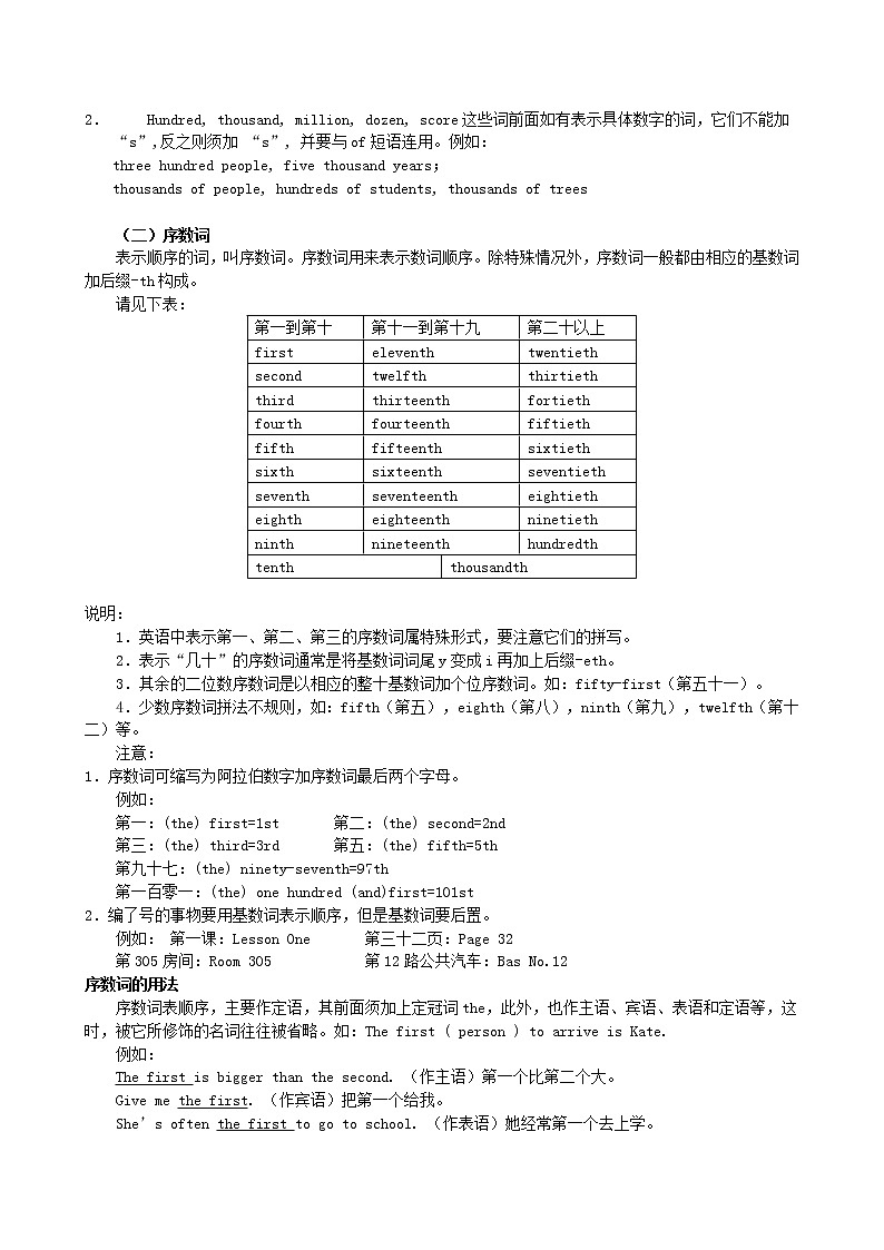 中考英语-数词-用法详解 学案02