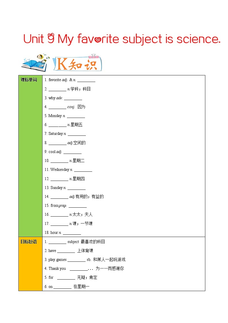 人教新目标七年级上册 Unit 9 Section A 学案01