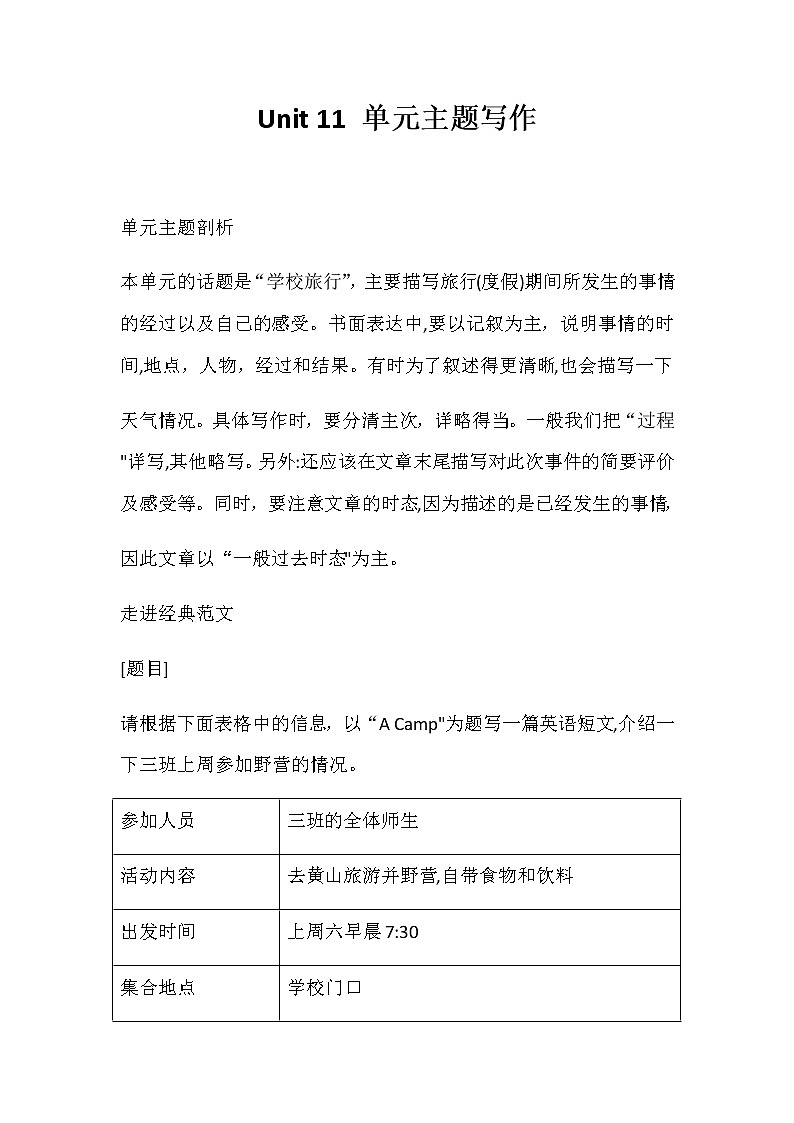 人教新目标七年级下册英语课课练 Unit11 How was school trip？ 单元主题写作01