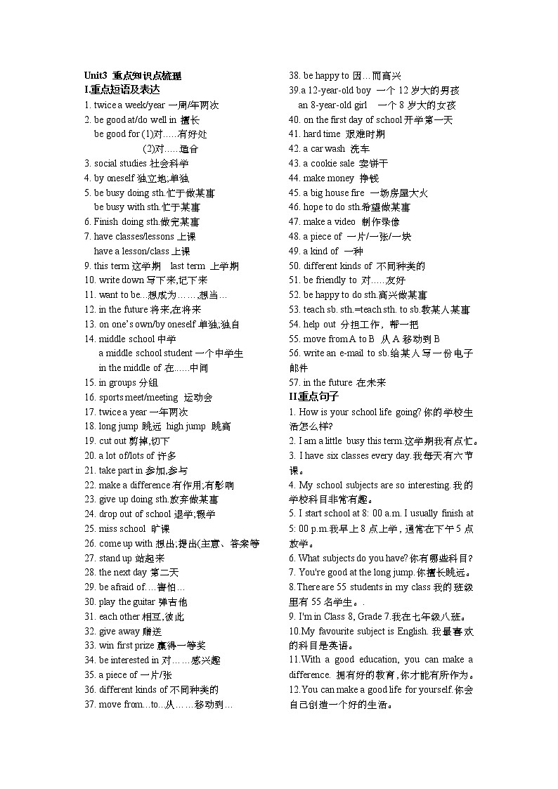 Unit 3重点知识点梳理01