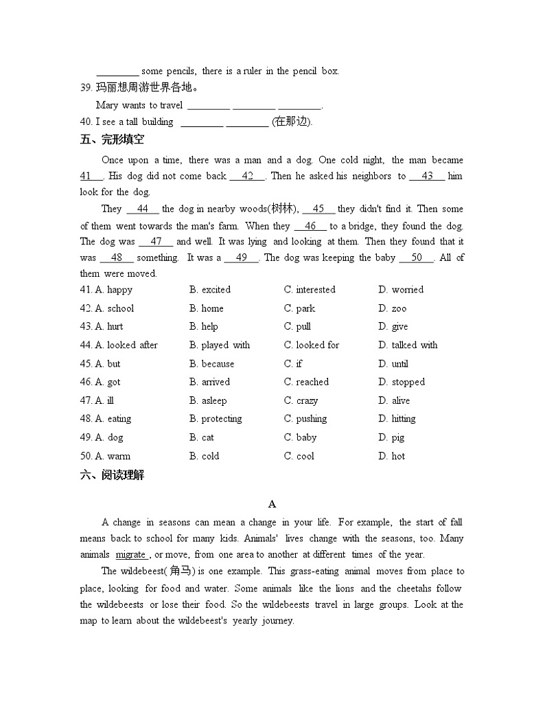 外研版（新标准）初中英语七年级上册 Module 6 模块测试试卷（含答案）第3页