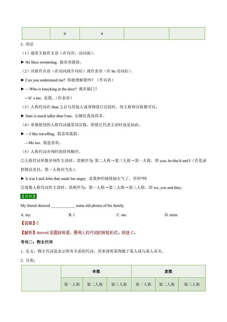 考点05 代词-备战中考英语考点一遍过 学案02