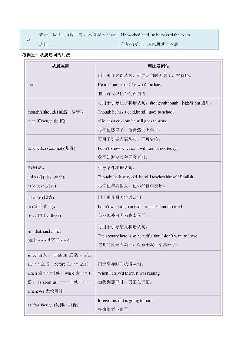 考点04 连词-备战中考英语考点一遍过 学案03