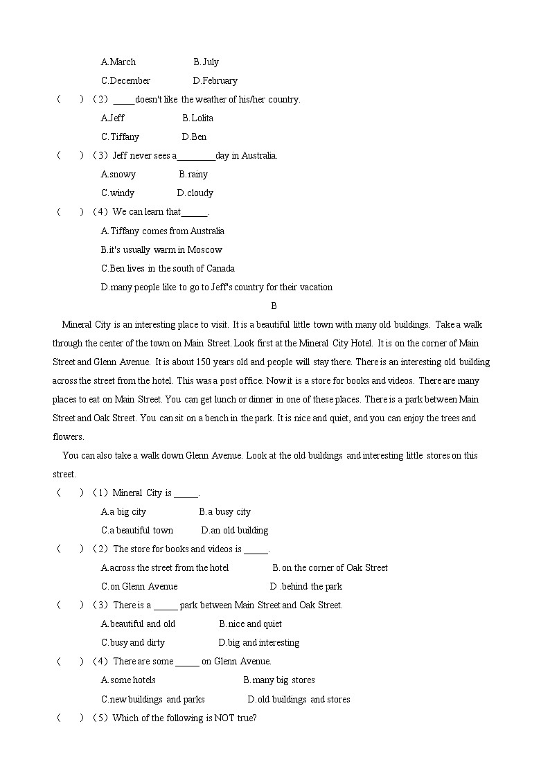 Unit 7 It's raining  单元过关测试题（含答案）2020-2021学年 人教版七年级下册03