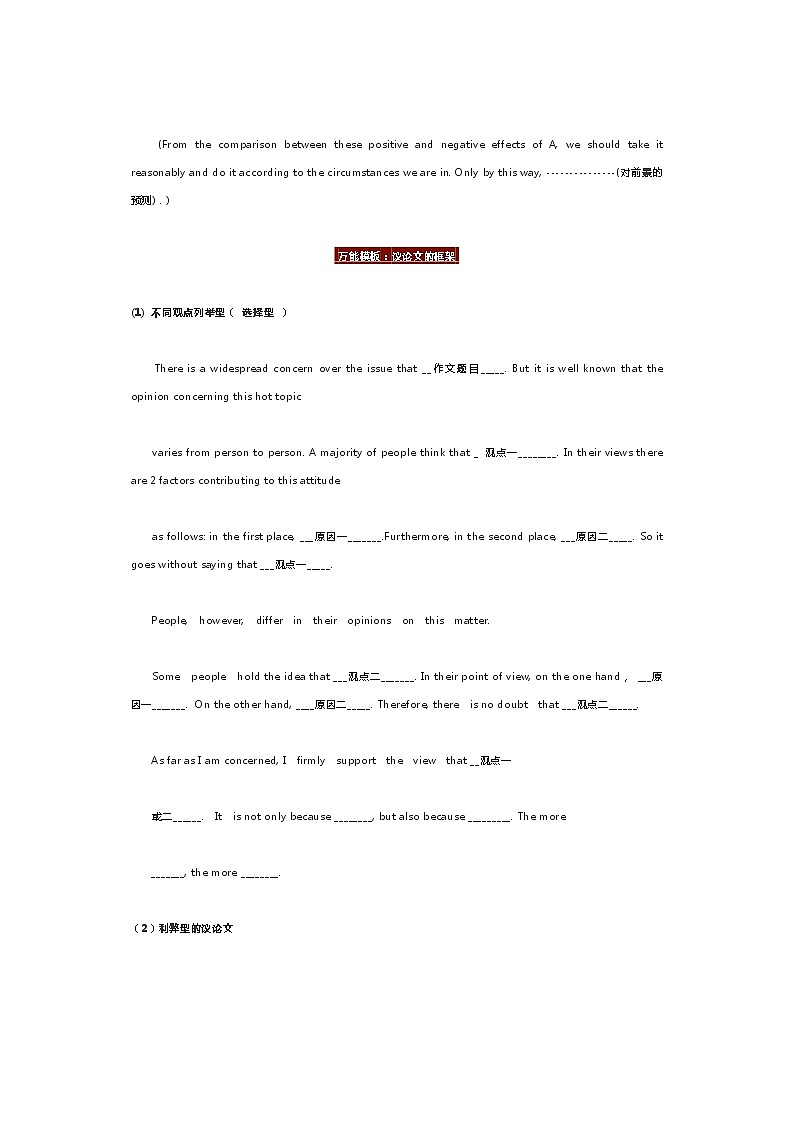 全国通用 初中英语写作万能模板9类题型汇总02