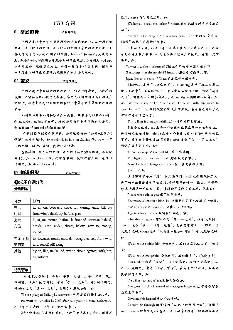 【5】中考英语专项复习 介词第1页