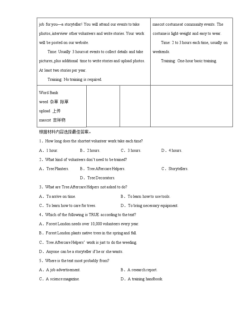 2021年河南省南阳市宛城区一模英语试题（word版 含答案）02