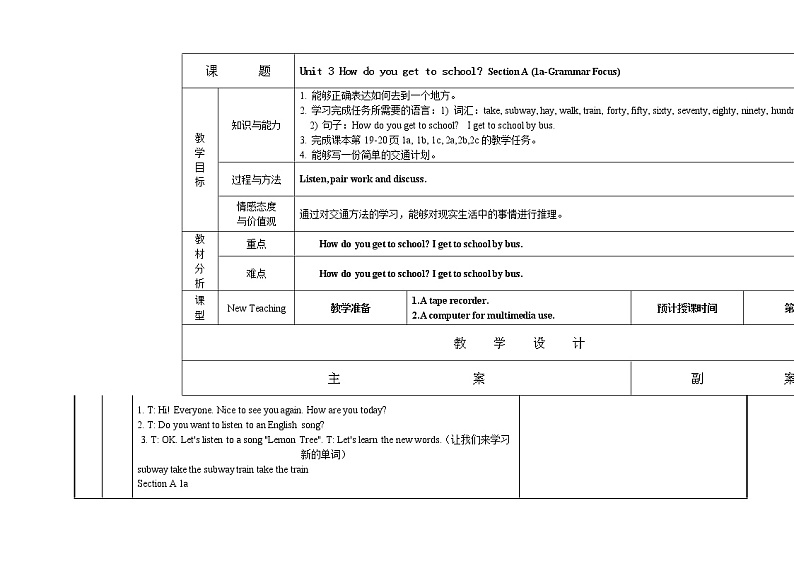 人教版英语七年级下Unit 3教案02