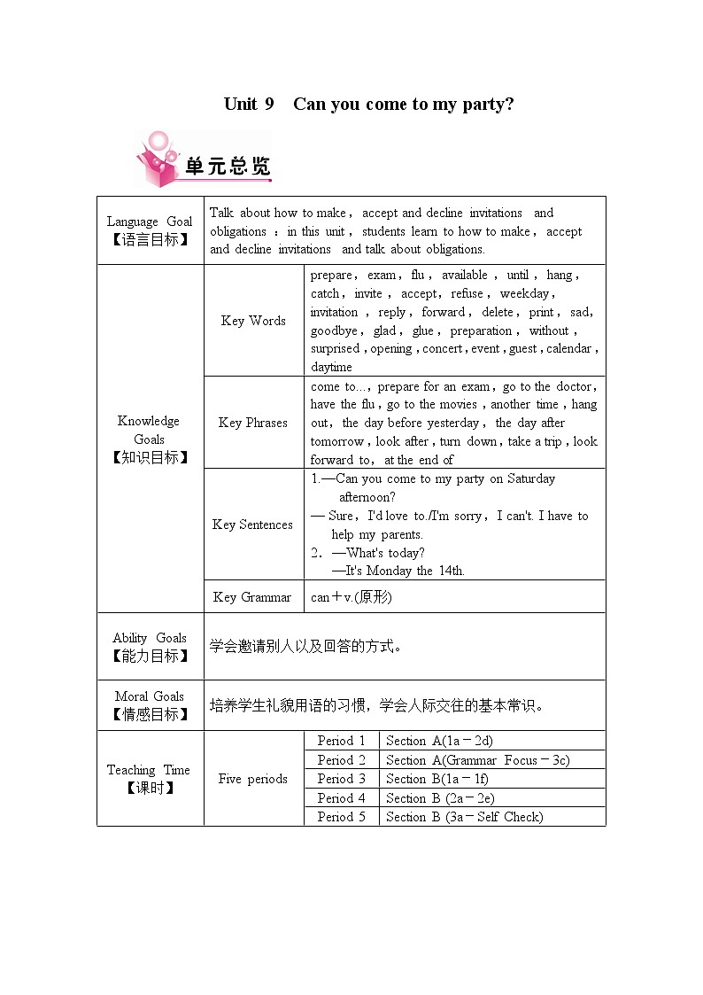人教版英语八年级上Unit 9 教案01