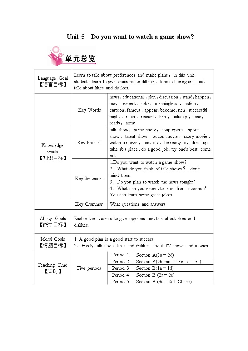 人教版英语八年级上Unit 5 教案01