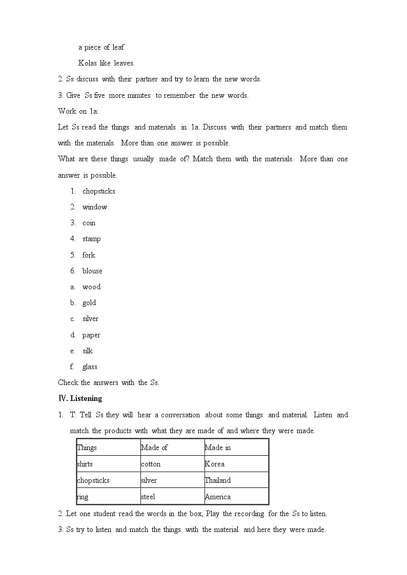 人教版英语九年级全册Unit 5 What are the shirts made of 教案03