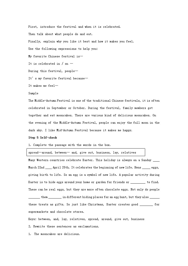 九年级英语全册 Unit 2 I think that mooncakes are delicious！（第5课时）教案 （新版）人教新目标版03