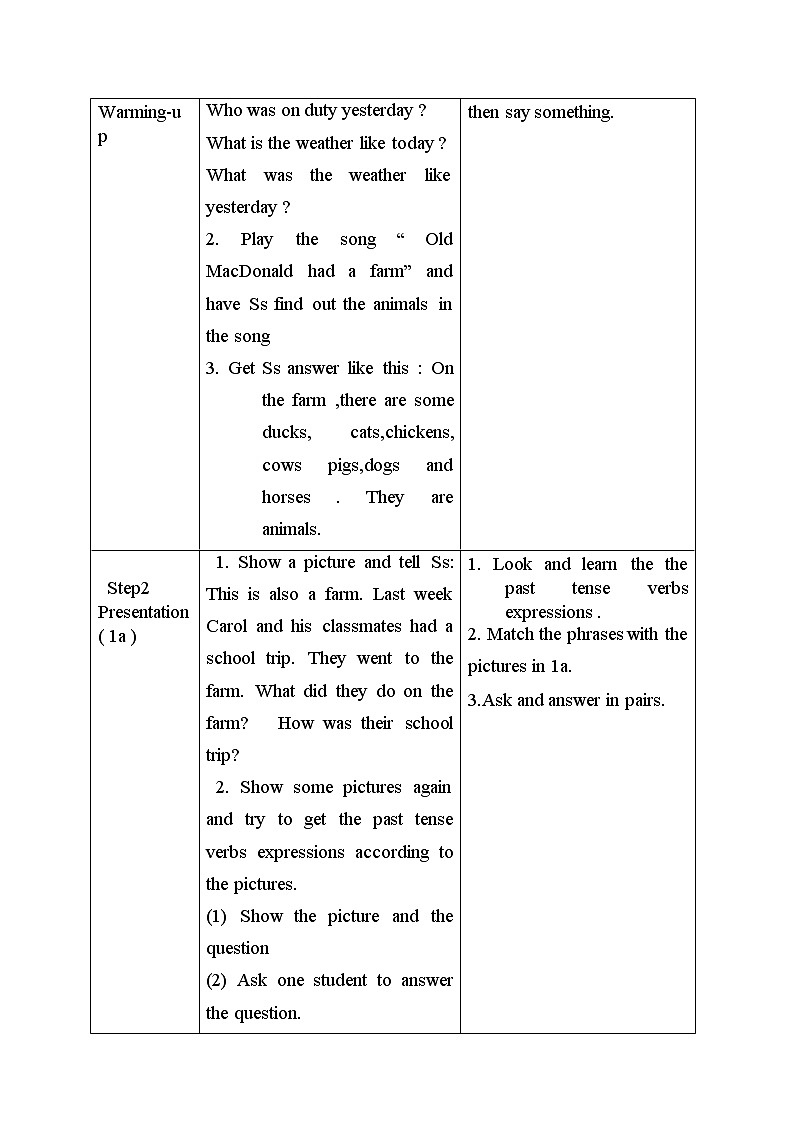 人教新课标七年级英语下册 教学设计《Unit 11  How was your school trip》（4课时）02