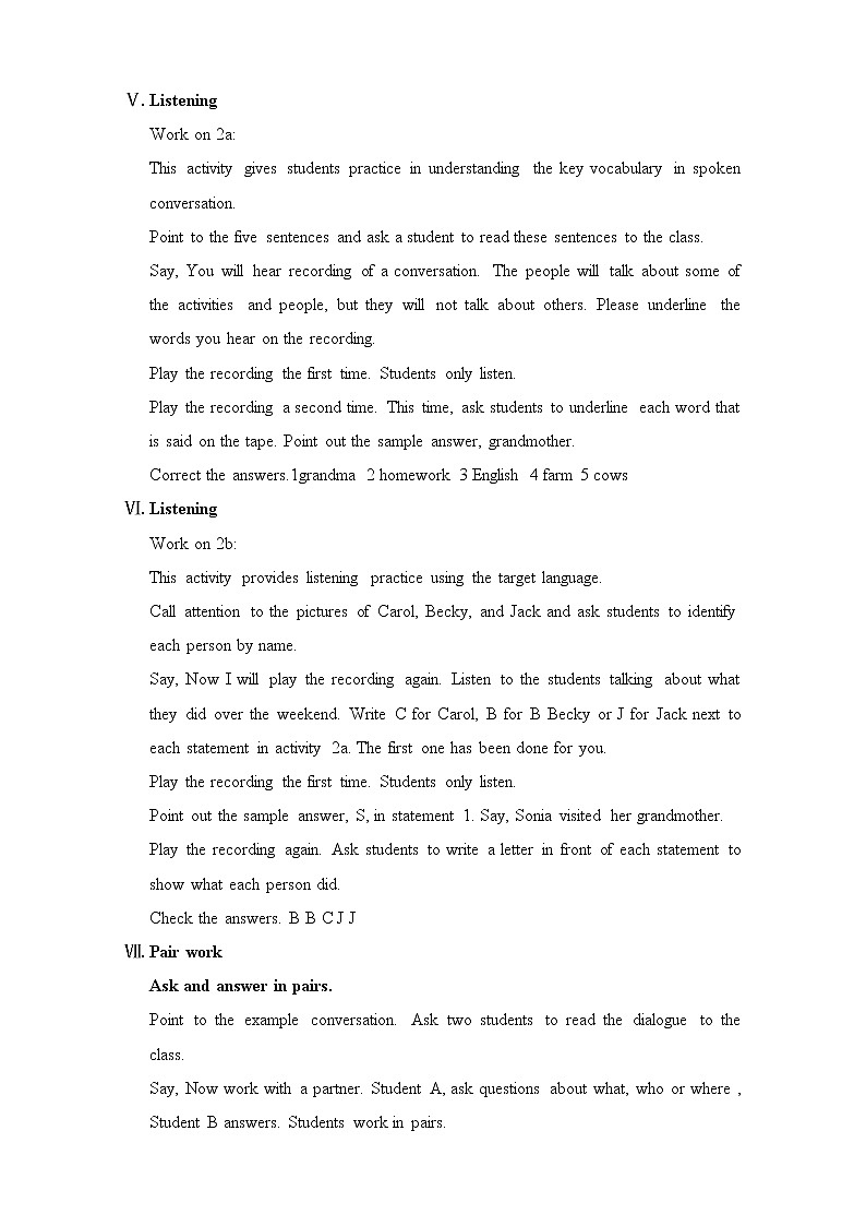 人教版英语七年级下册Unit 12 教案03