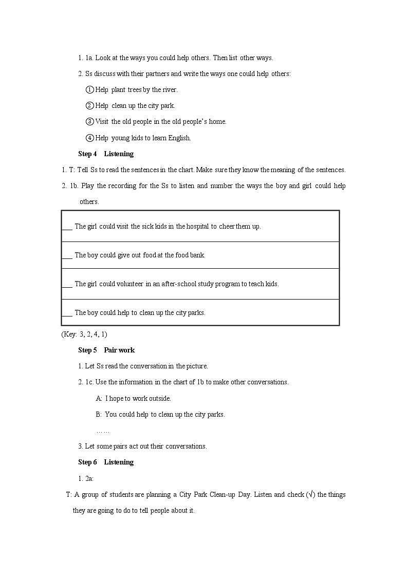 人教版初中英语8年级下册 Unit 2 I'll help to clean up the city park. 单元教案03