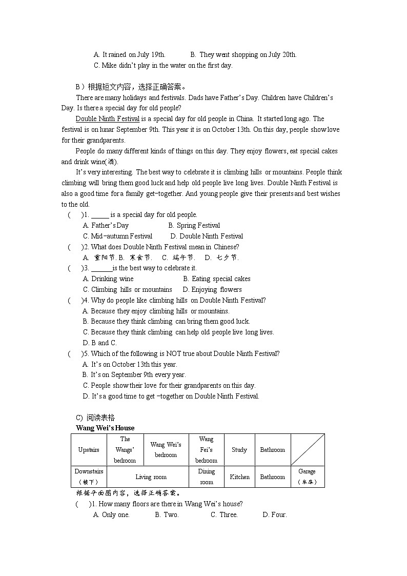 人教新目标英语七年级下册Unit11 How was your school trip单元测试03