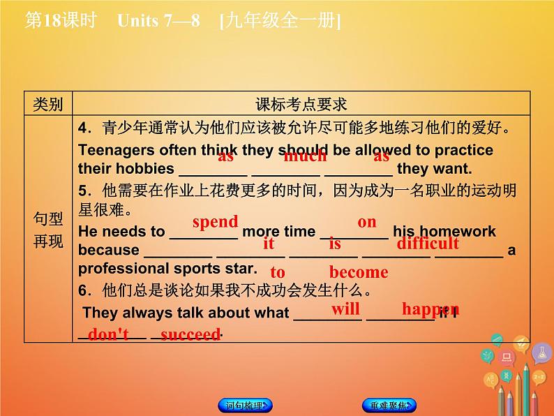 湖南省2018年中考英语总复习第一篇教材过关九全第18课时Units7_8教学课件人教新目标版08