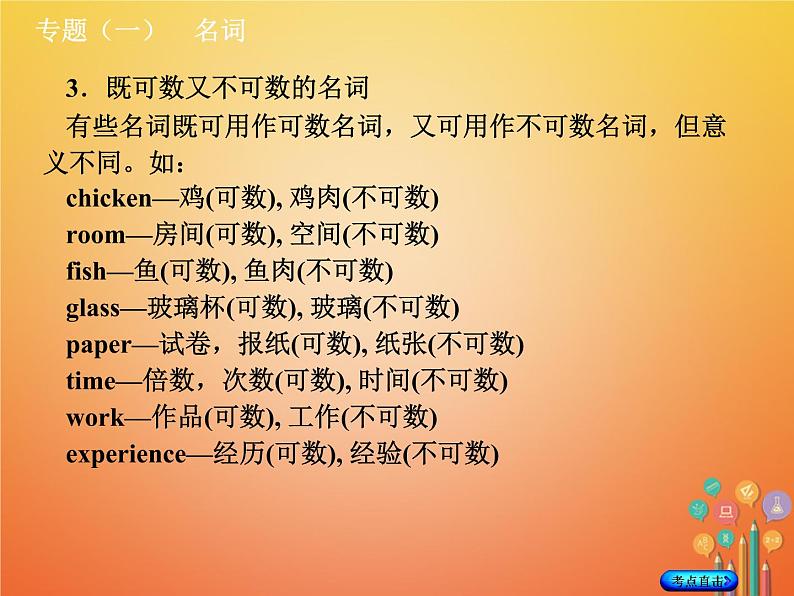 湖南省2018年中考英语总复习第二部分语法点击专题（一）名词课件人教新目标版05