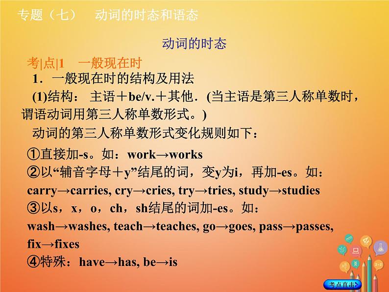 湖南省2018年中考英语总复习第二部分语法点击专题（七）动词的时态和语态课件人教新目标版03