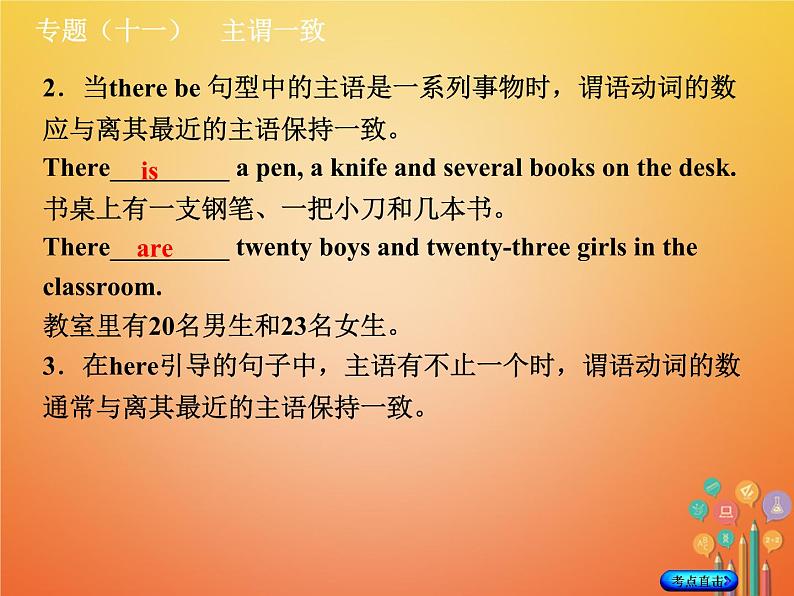 湖南省2018年中考英语总复习第二部分语法点击专题（十一）主谓一致课件人教新目标版04