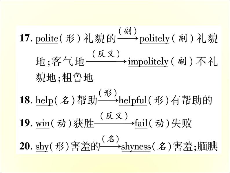 人教新目标英语中考常见知识必备课件：初中英语单词变形总览--九年级全一册 (共20张PPT)07