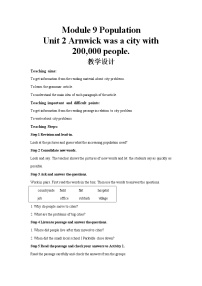 八年级上册Module 9 PopulationUnit 2 Arnwick was a city with 200000 people.教案