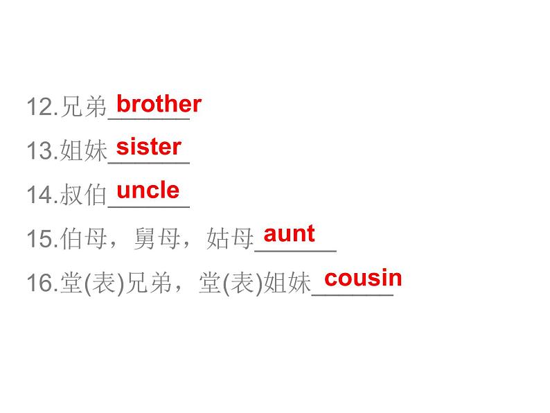 中考英语人教总复习课件：第二部分2.话题二   家庭、朋友与周围的人 (共82张PPT)05
