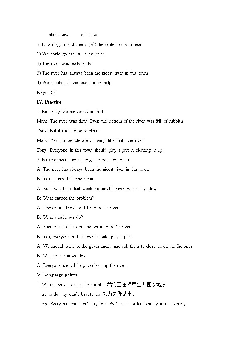 Unit 13 We are trying to save the earth!教案03